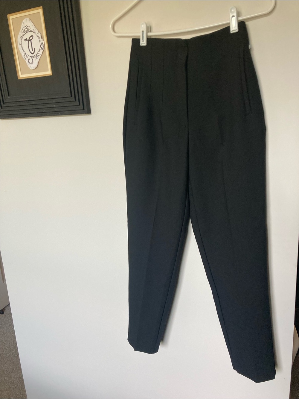 NWT Zara business or business casual womens Black Tapered darted dress pants